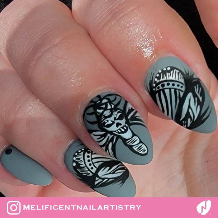 Hand Painted Death Moth Nails